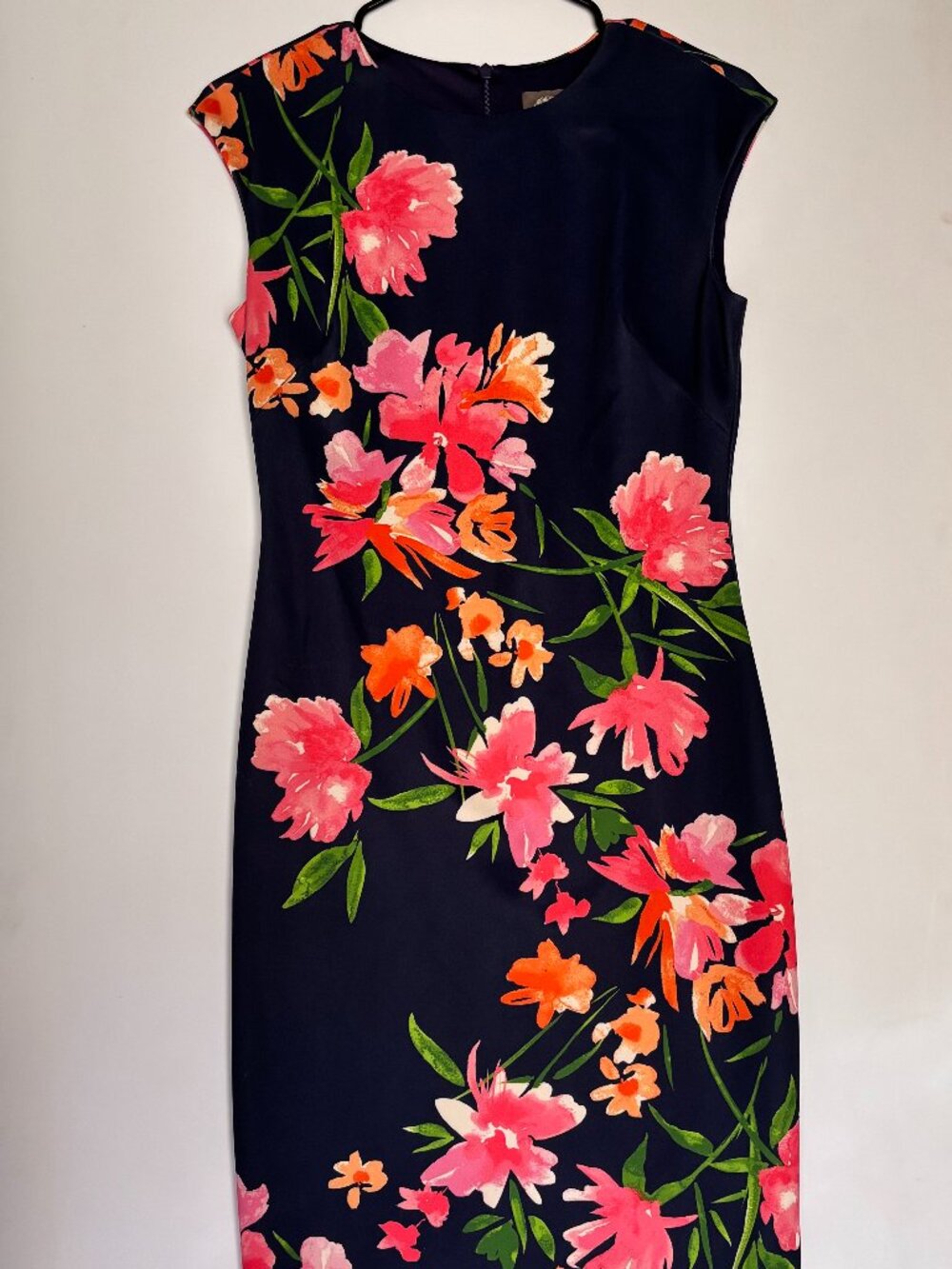 Vince Camuto Floral Sheath Dress Size 6 Navy Blue